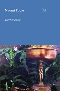 The cover of The World Cup, an image of an antique brass goblet with a goddess as a stem, standing in front of a starry jasmine. There are flames coming out of the goblet.