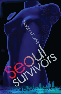 Seoul Survivors cover image. A blue tailors dummy of a female torso, and the silhouette of a city.