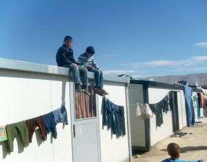 Boys in a Syrian refugee camp