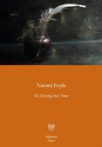 The front cover of No Enemy but Time, an image of a feather in an ink pot, with seedheads floating past.