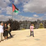 People in Ramallah with the Palestinian flag