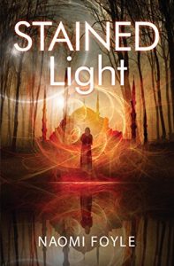  The cover of Stained Light, Book Four of the Gaia Chronicles. An illustration of a robed woman standing in front of a mosque.