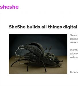image of a typewriter fused with a fly, from the website of SheShe webdesigners