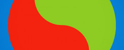 Green and Red yin yang symbol