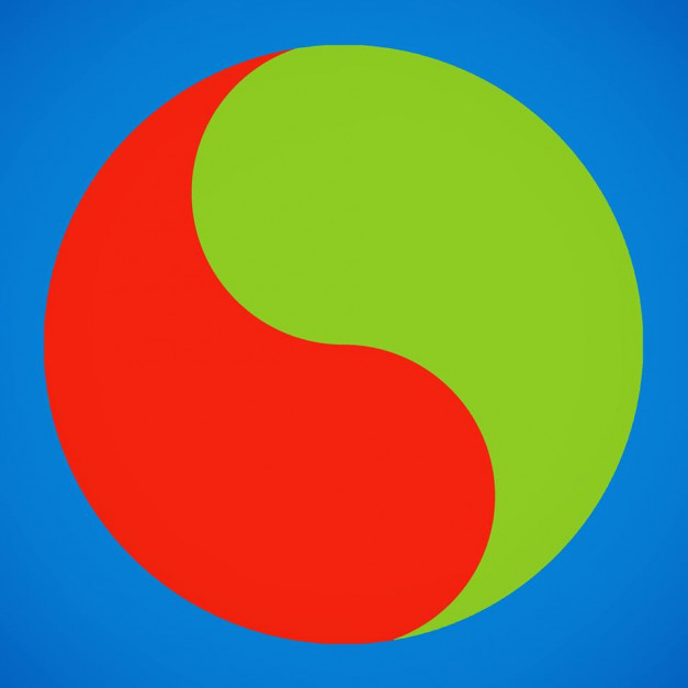 Green and Red yin yang symbol